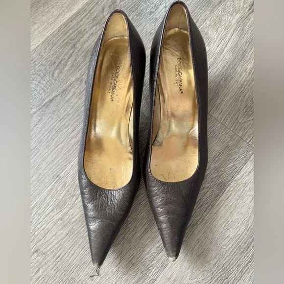 Dolce & Gabbana Dark Brown Leather Heels - Picture 1 of 7